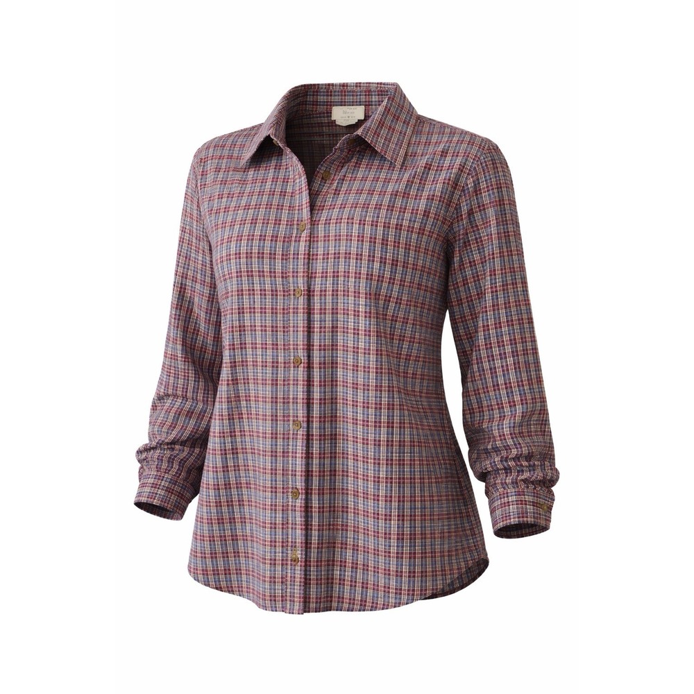 Kikomo Plaid Button Down Shirt Women's 20W Cotton Blue Red Long Sleeve